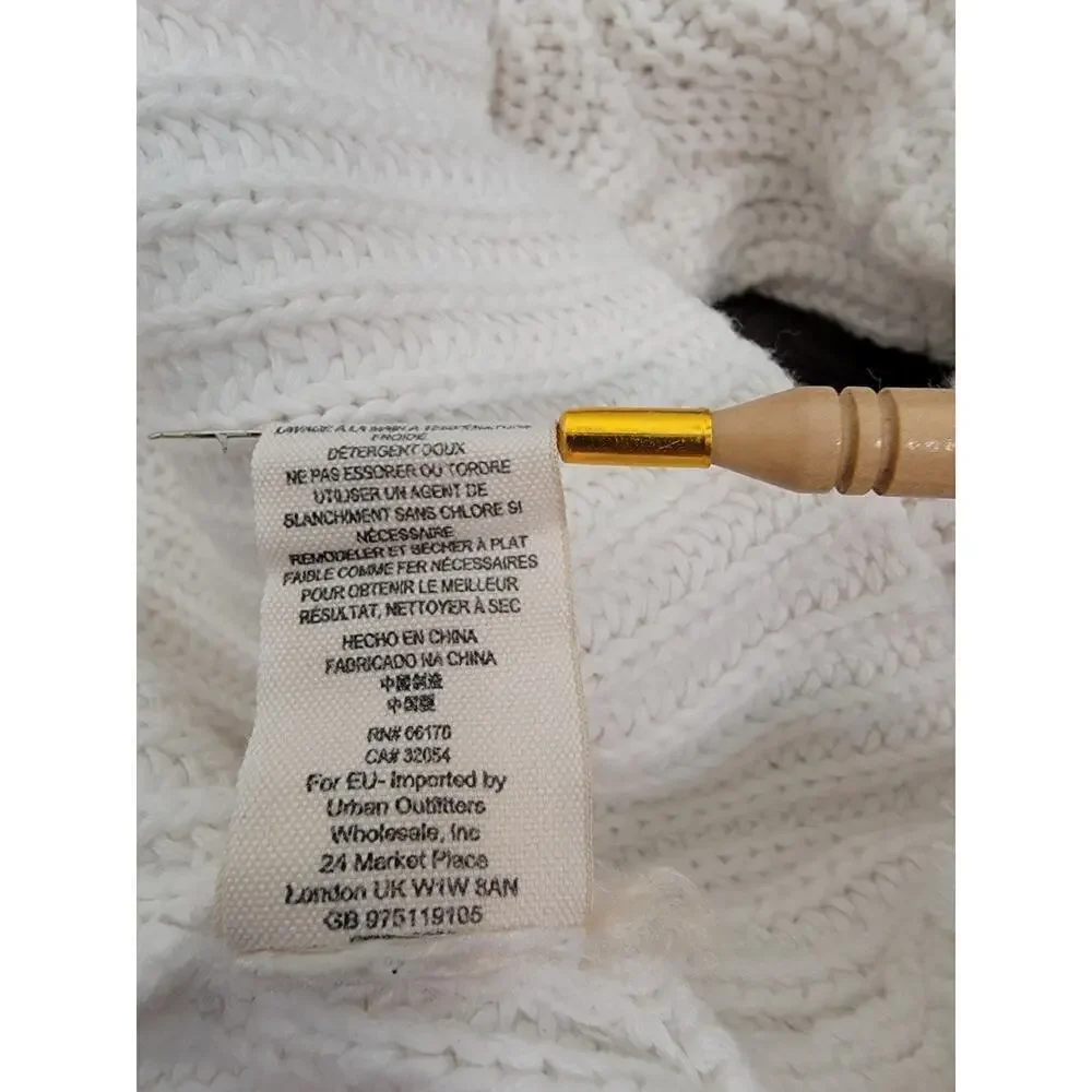 Free People Womens Sz Small Damsel Bell Sleeve Knit Sweater White Boho OB710275